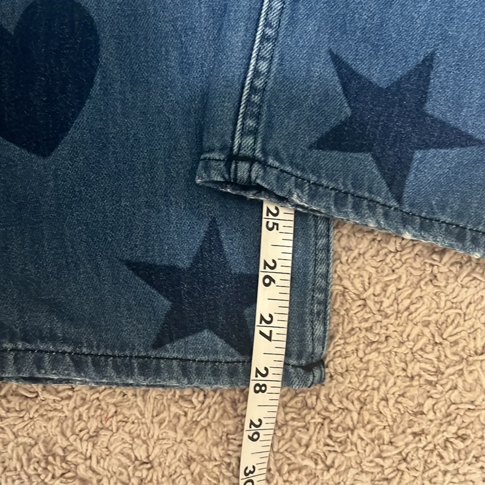 Love Moschino Women Sz 30 Blue Peace Heart Signs print Straight Leg HiRise Jeans - Picture 11 of 11